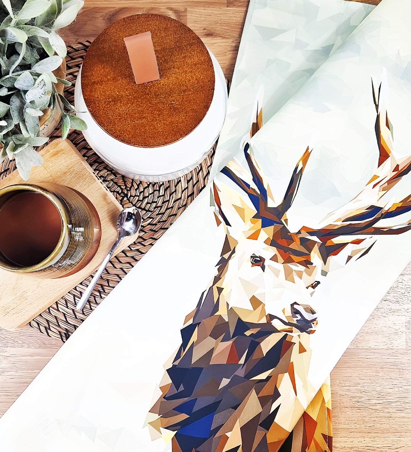 Red stag tea towel | 100% cotton | Scottish highlands design