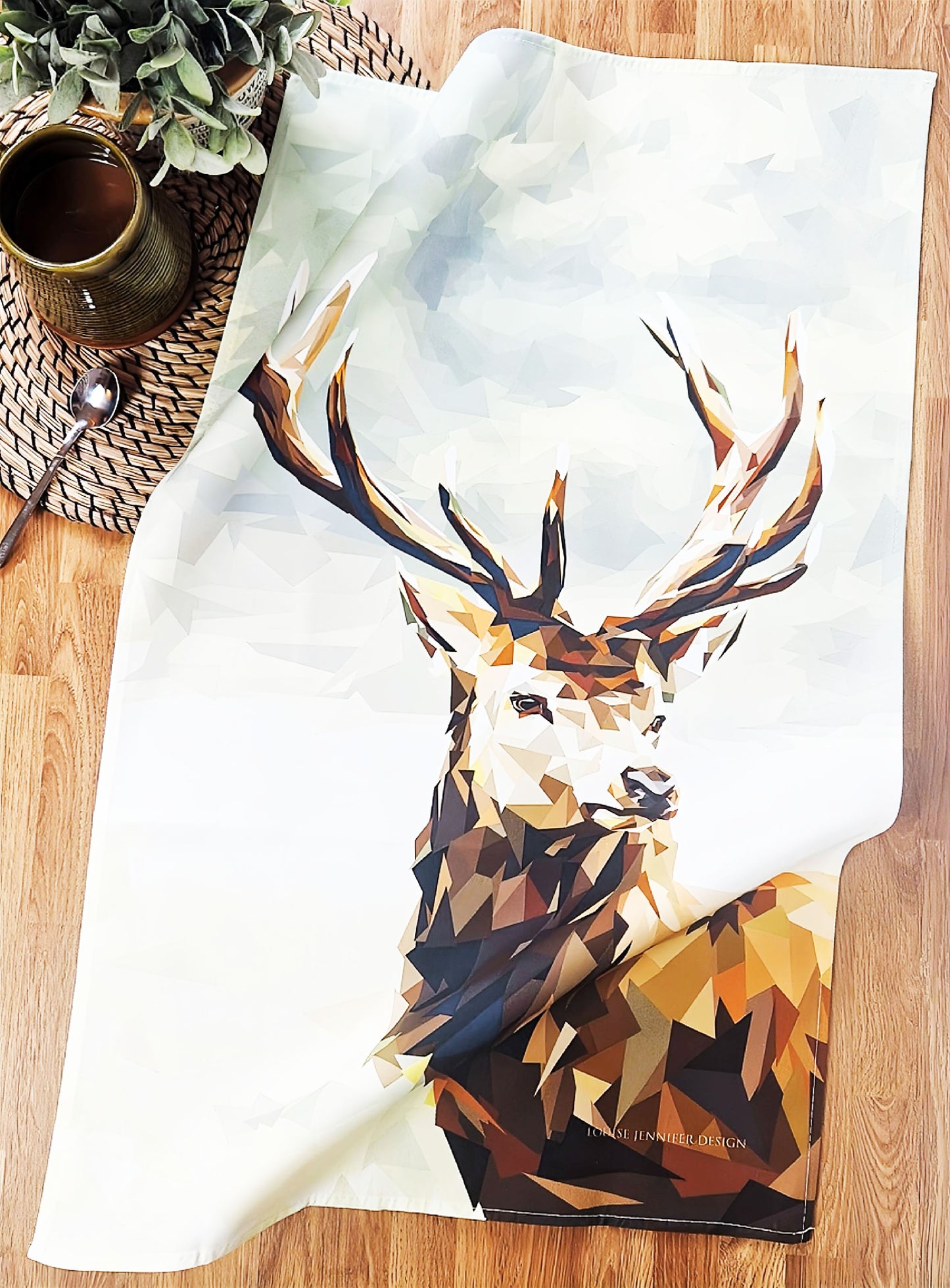 Red stag tea towel | 100% cotton | Scottish highlands design