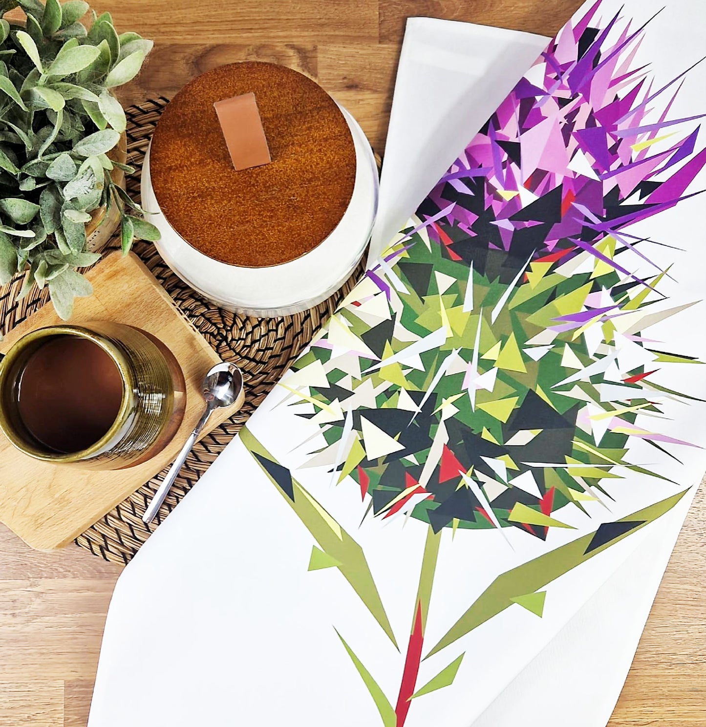 Spear thistle tea towel | 100% cotton | Scottish illustration