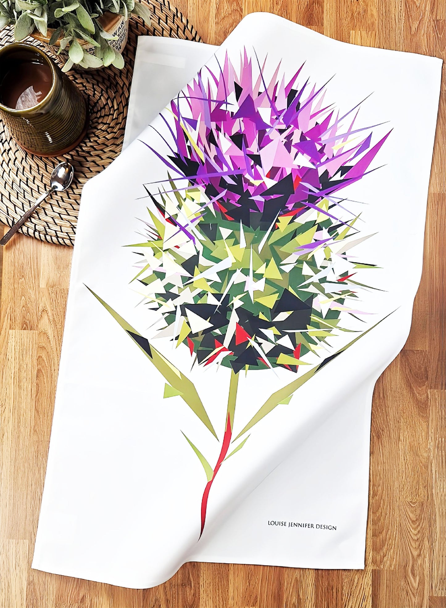 Spear thistle tea towel | 100% cotton | Scottish illustration