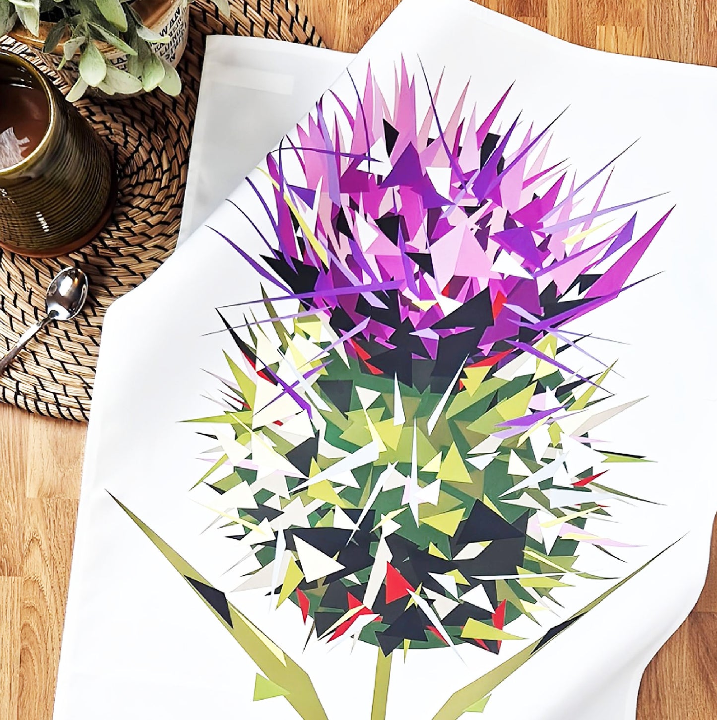Spear thistle tea towel | 100% cotton | Scottish illustration