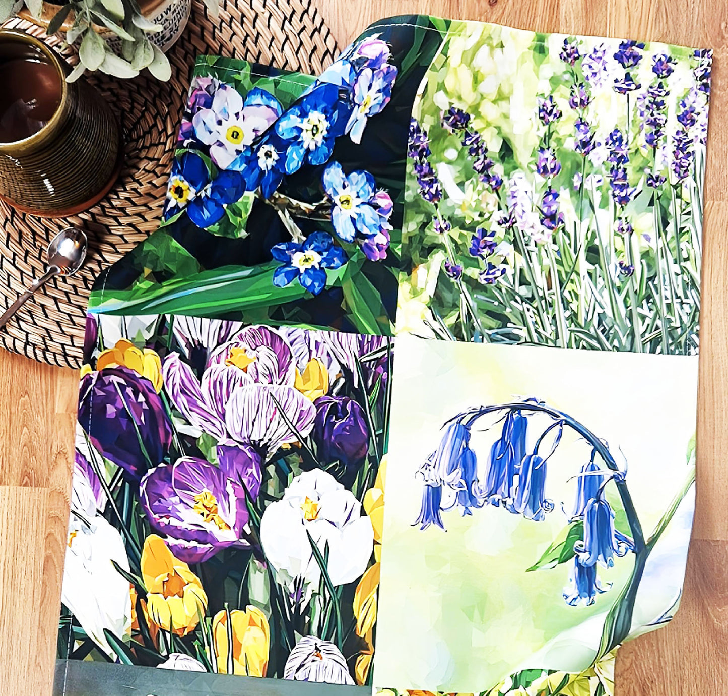 Wild flowers tea towel | 100% cotton | British garden illustration