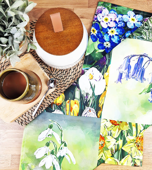 Wild flowers tea towel | 100% cotton | British garden illustration