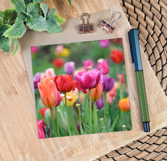 Tulip flowers illustration | Blank greeting card | Art card
