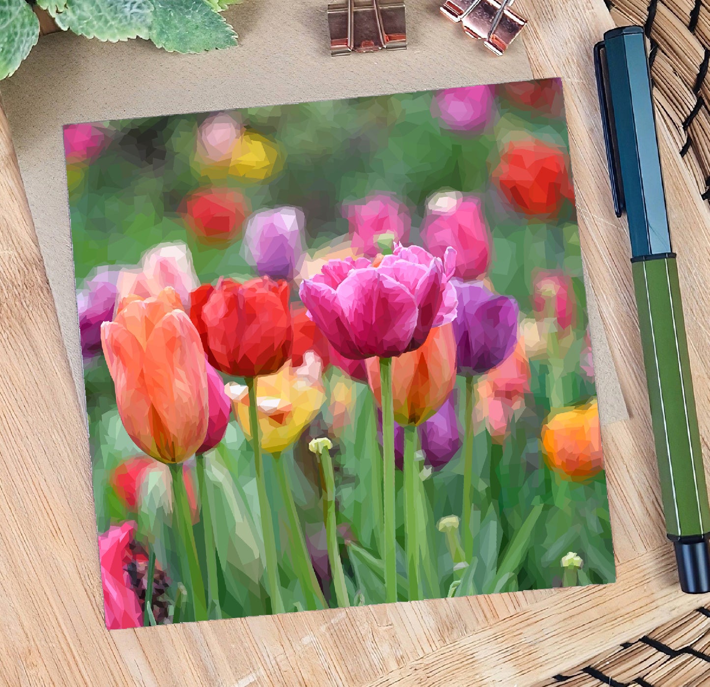 Tulip flowers illustration | Blank greeting card | Art card