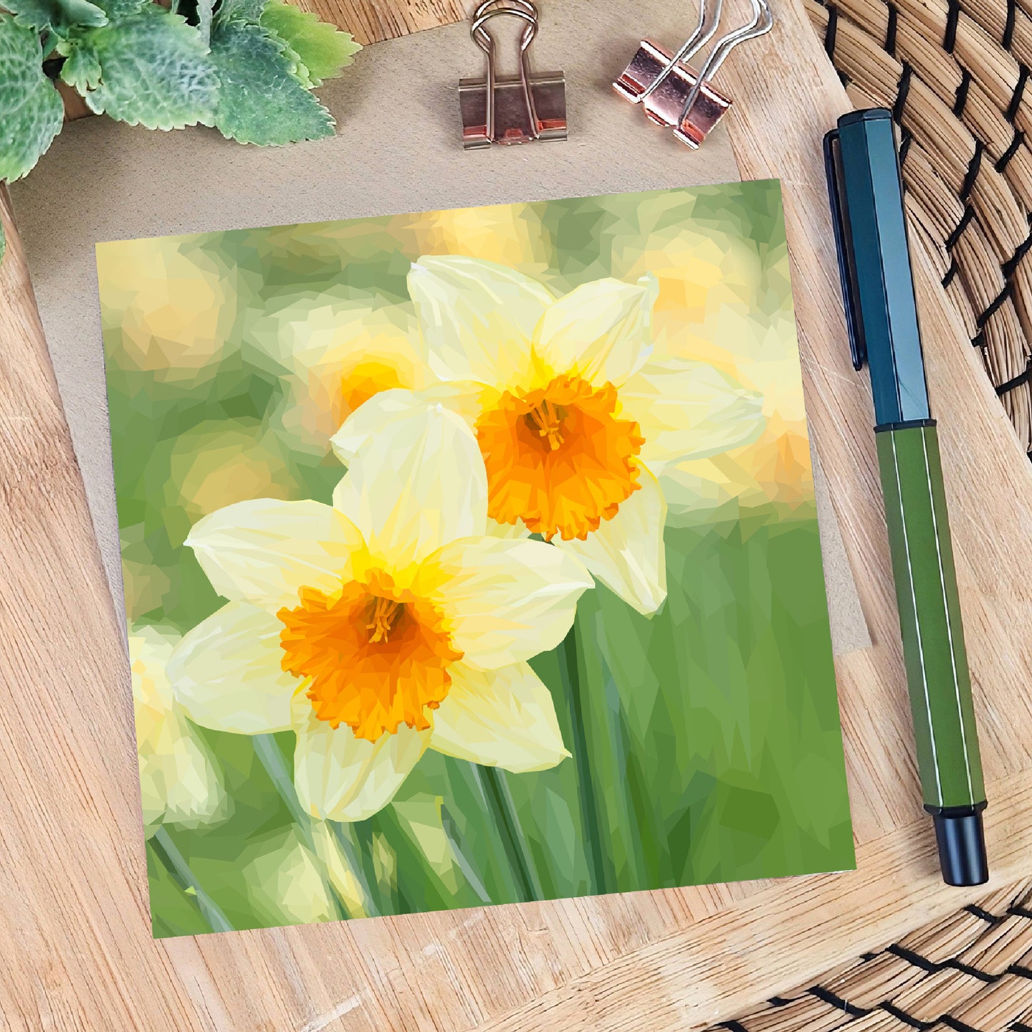 Daffodil flower illustration | Blank greeting card | British Springtime