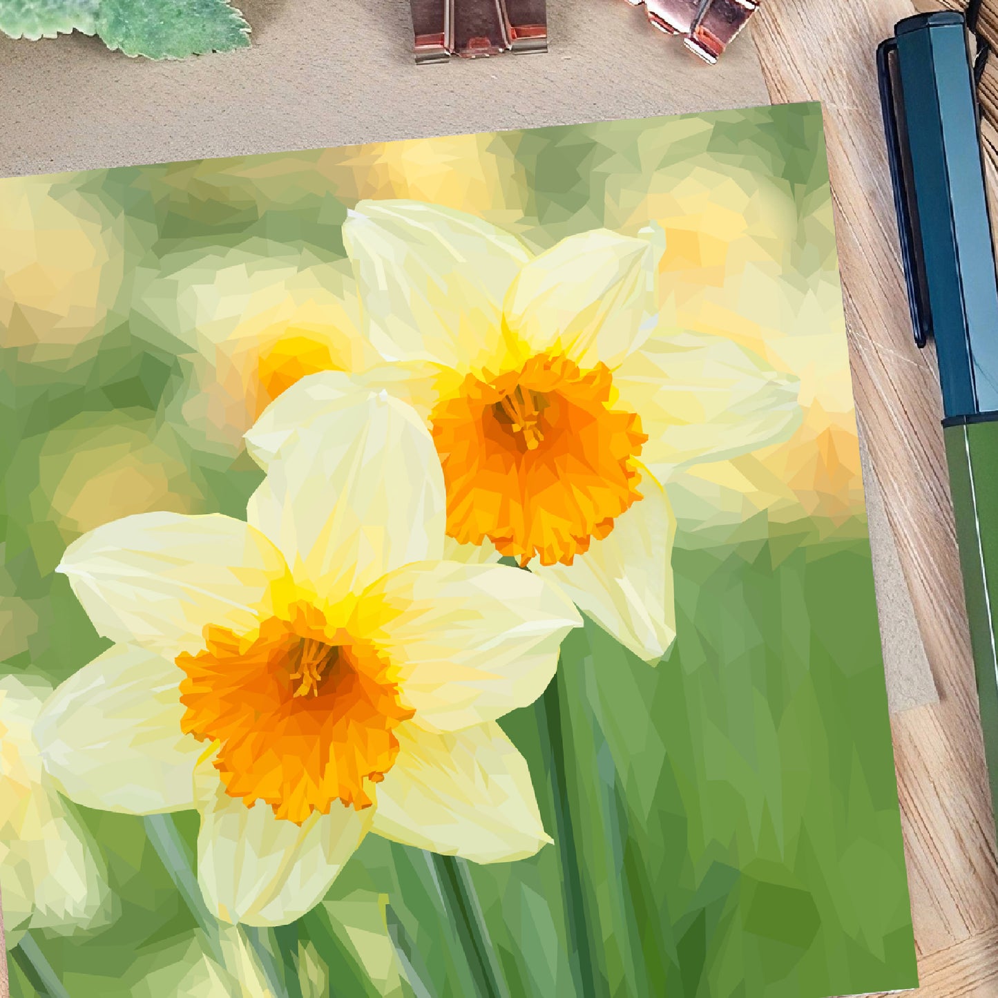Daffodil flower illustration | Blank greeting card | British Springtime