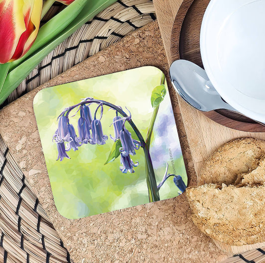 Bluebells drinks coaster | Geometric illustration | Wildflowers