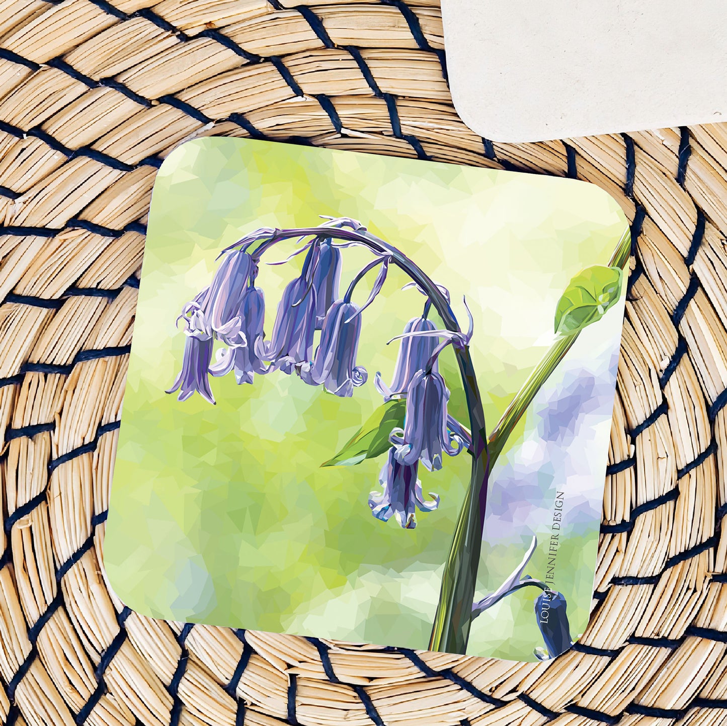 Bluebells drinks coaster | Geometric illustration | Wildflowers