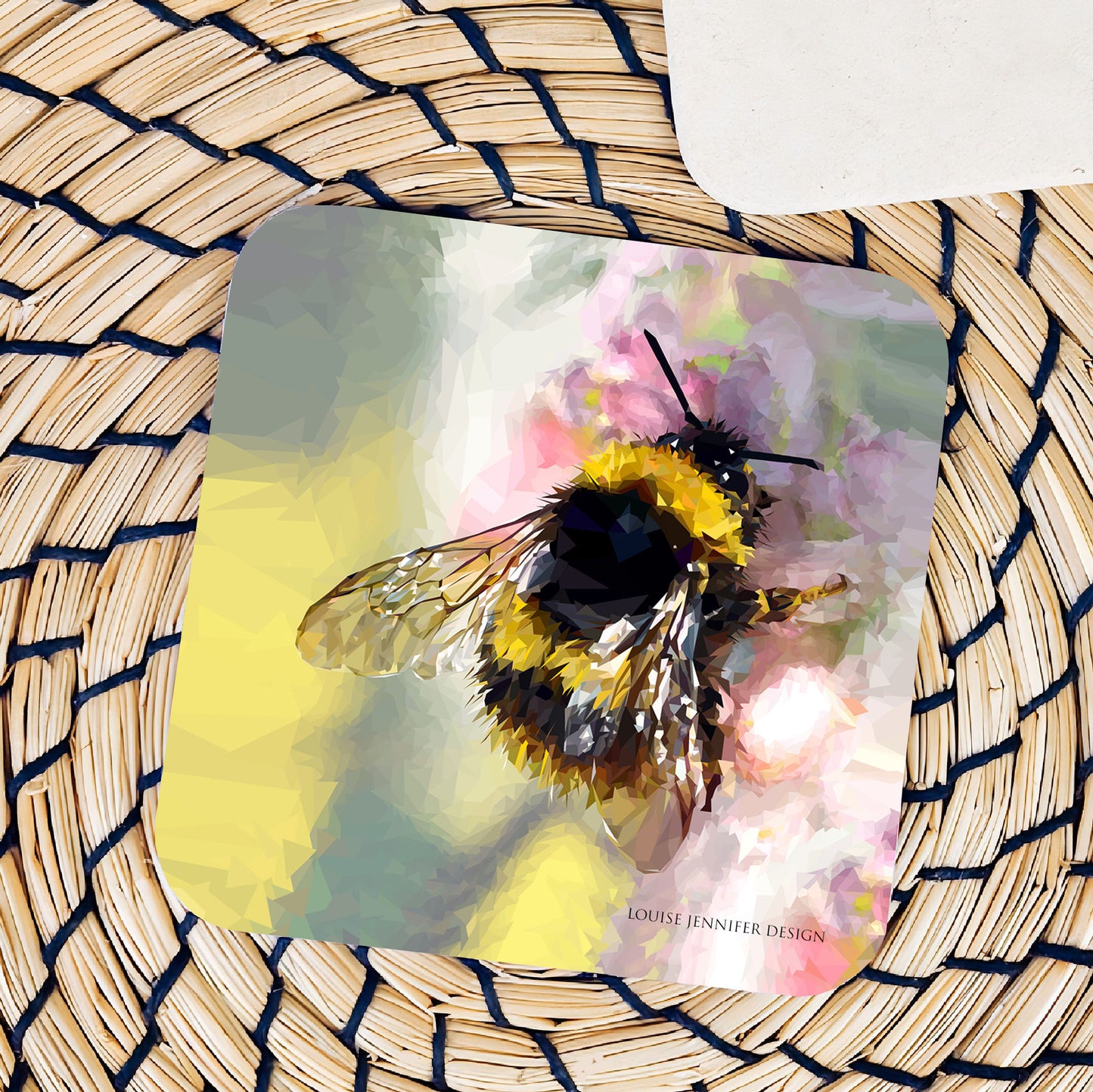 Bumblebee drinks coaster | Geometric illustration | Garden wildlife