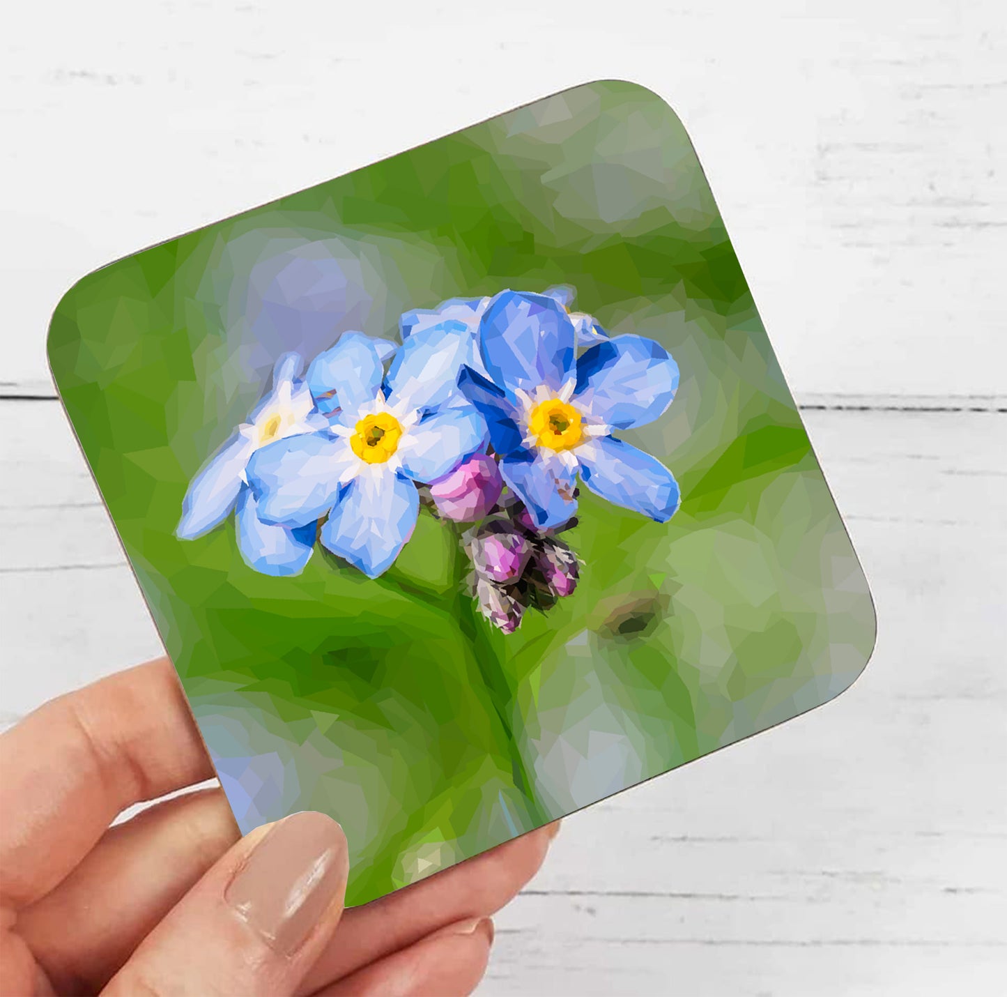 Forget-me-not drinks coaster | Geometric illustration | Wildflowers