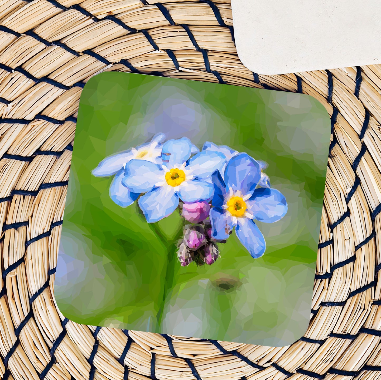 Forget-me-not drinks coaster | Geometric illustration | Wildflowers