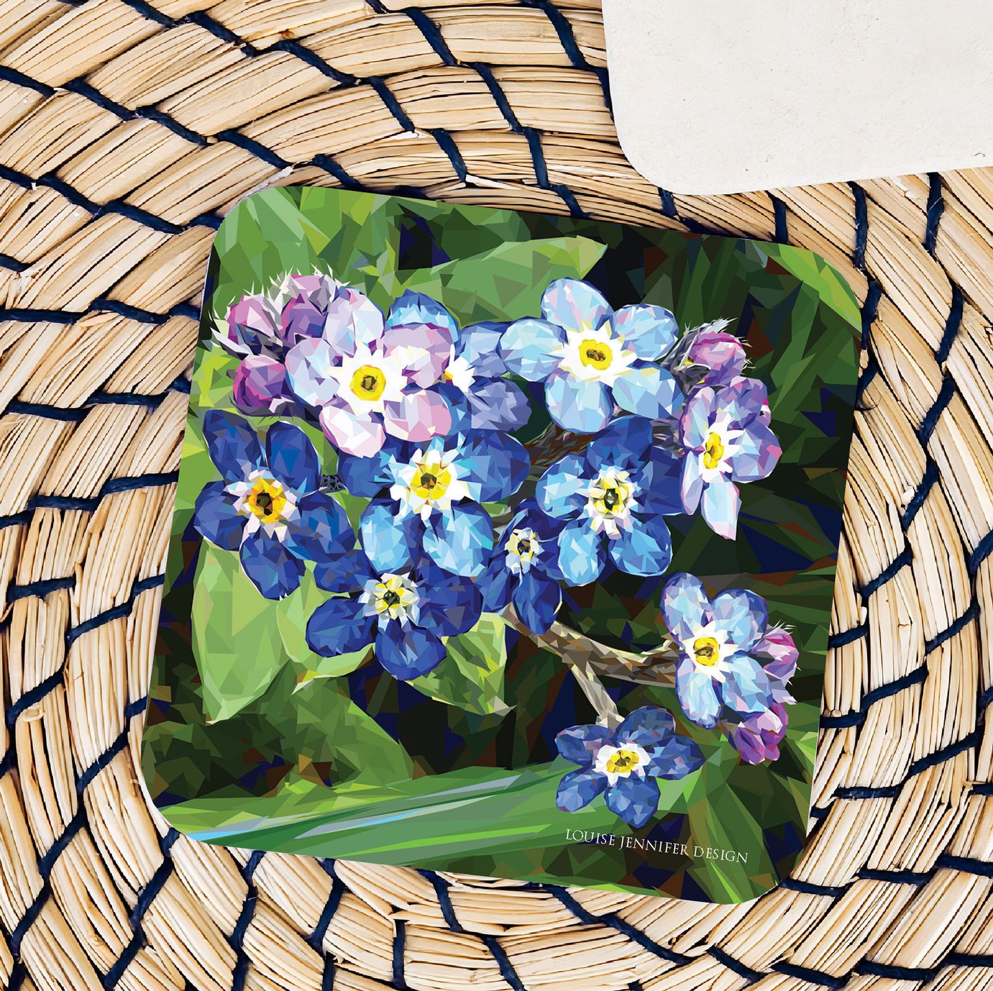 Forget-me-not drinks coaster | Geometric illustration | Wildflowers