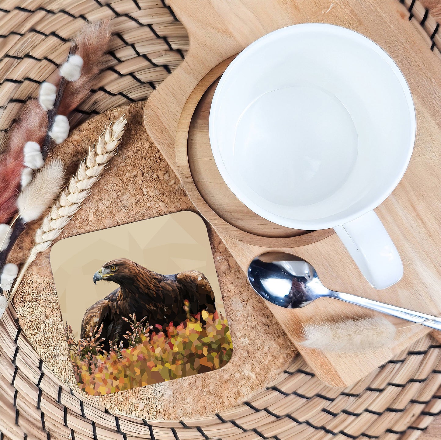 Golden eagle drinks coaster | Geometric illustration | Scottish wildlife