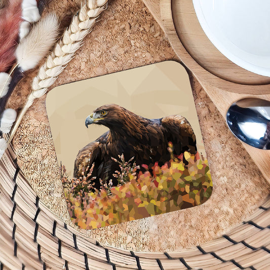 Golden eagle drinks coaster | Geometric illustration | Scottish wildlife
