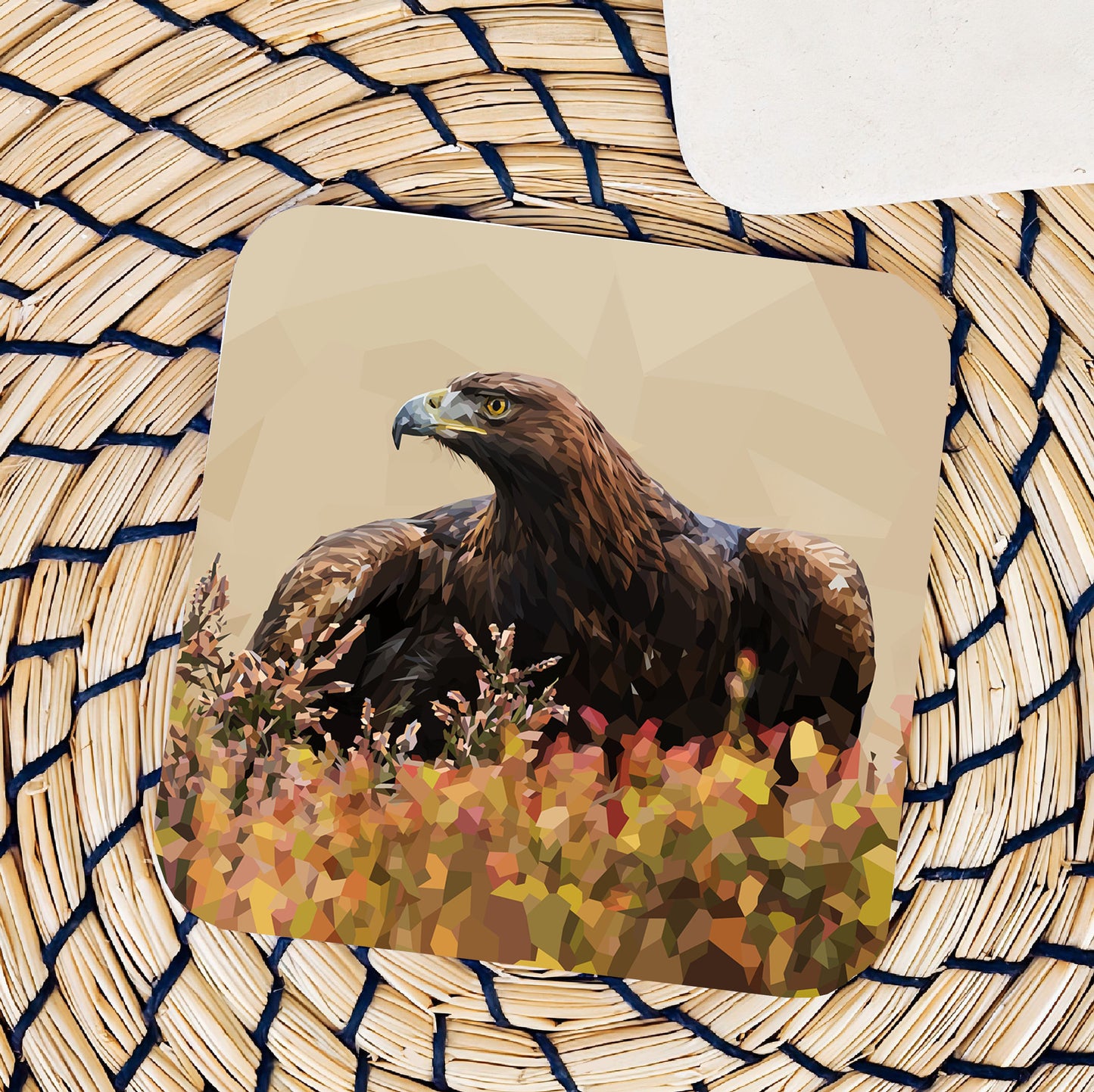 Golden eagle drinks coaster | Geometric illustration | Scottish wildlife