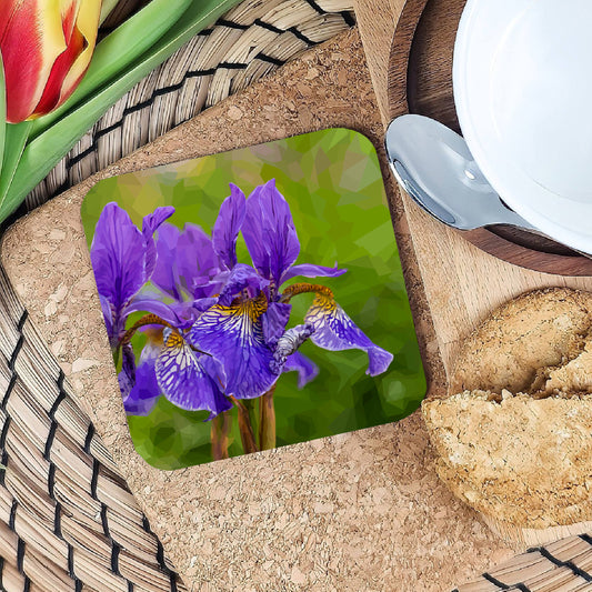 Iris drinks coaster | Geometric illustration | Botanical