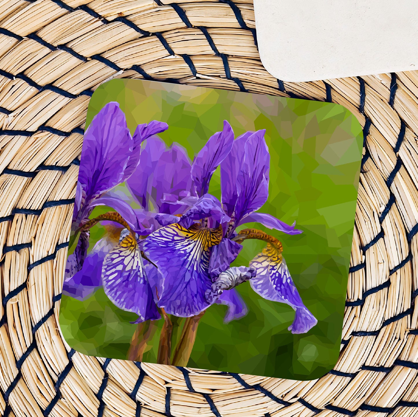 Iris drinks coaster | Geometric illustration | Botanical