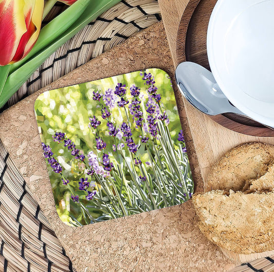 Lavender drinks coaster | Geometric illustration | British flowers