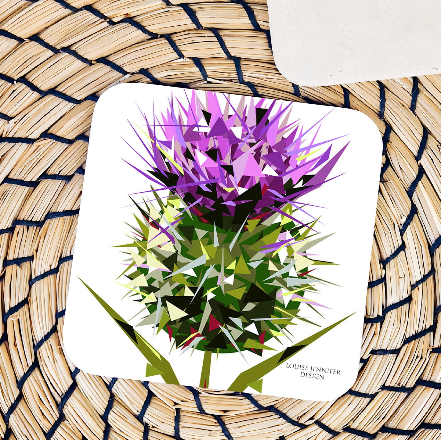 Spear thistle drinks coaster | Geometric illustration | Flower of Scotland