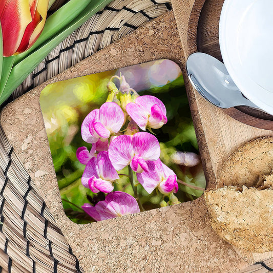Sweet peas drinks coaster | Geometric illustration | Botanical