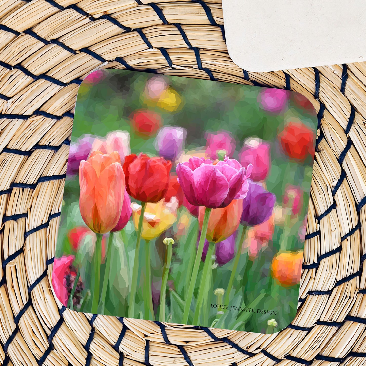 Tulips drinks coaster | Geometric illustration | Wildflowers