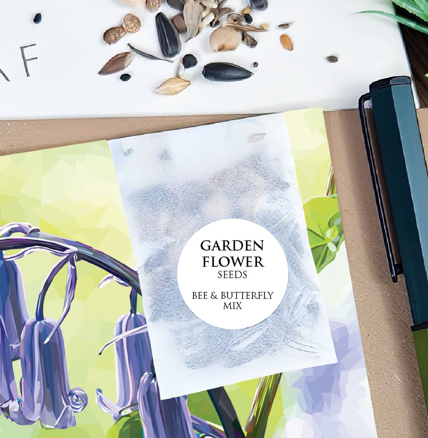 Bluebell flower illustration | Flower seed greeting card | Art card