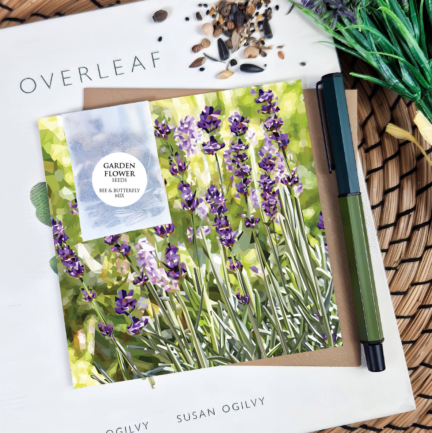 Lavender flower illustration | Flower seed greeting card | Art card