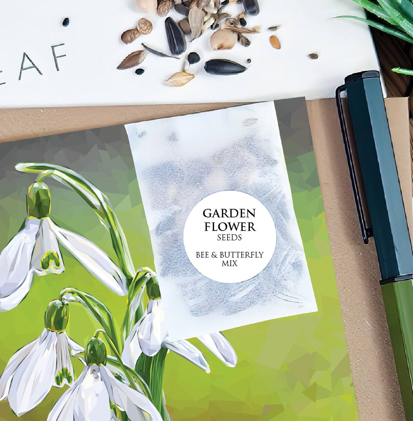 Snowdrop flower illustration | Flower seed greeting card | Art card