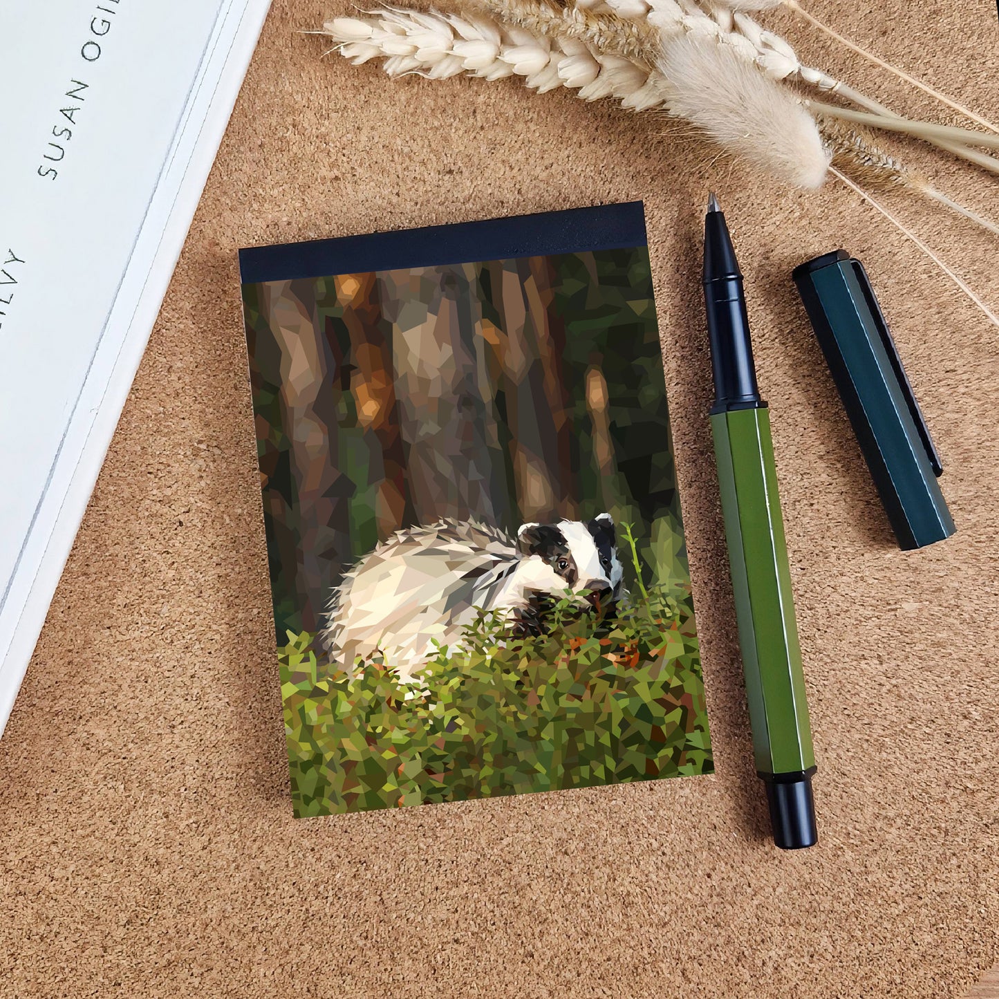 Badger illustration | A7 mini notebook | British wildlife
