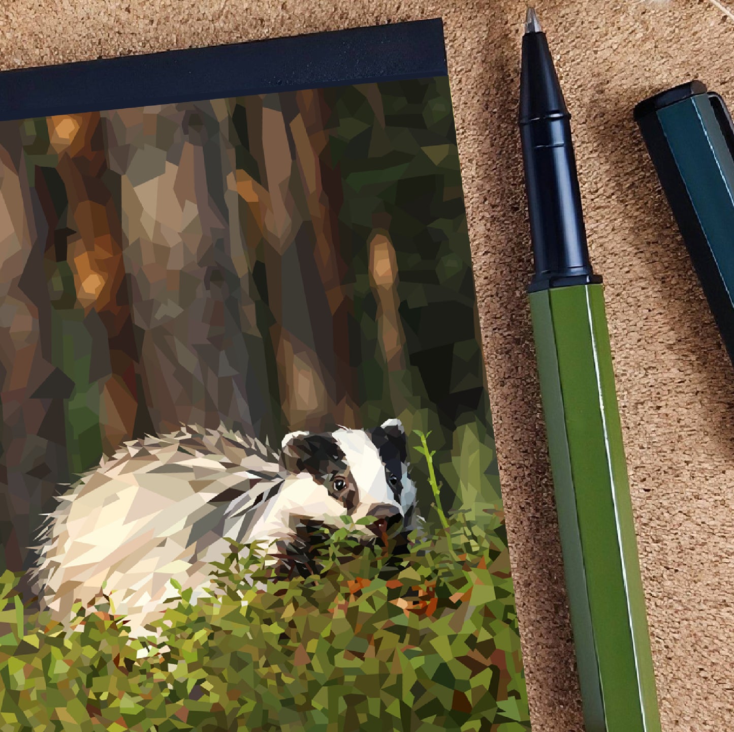 Badger illustration | A7 mini notebook | British wildlife