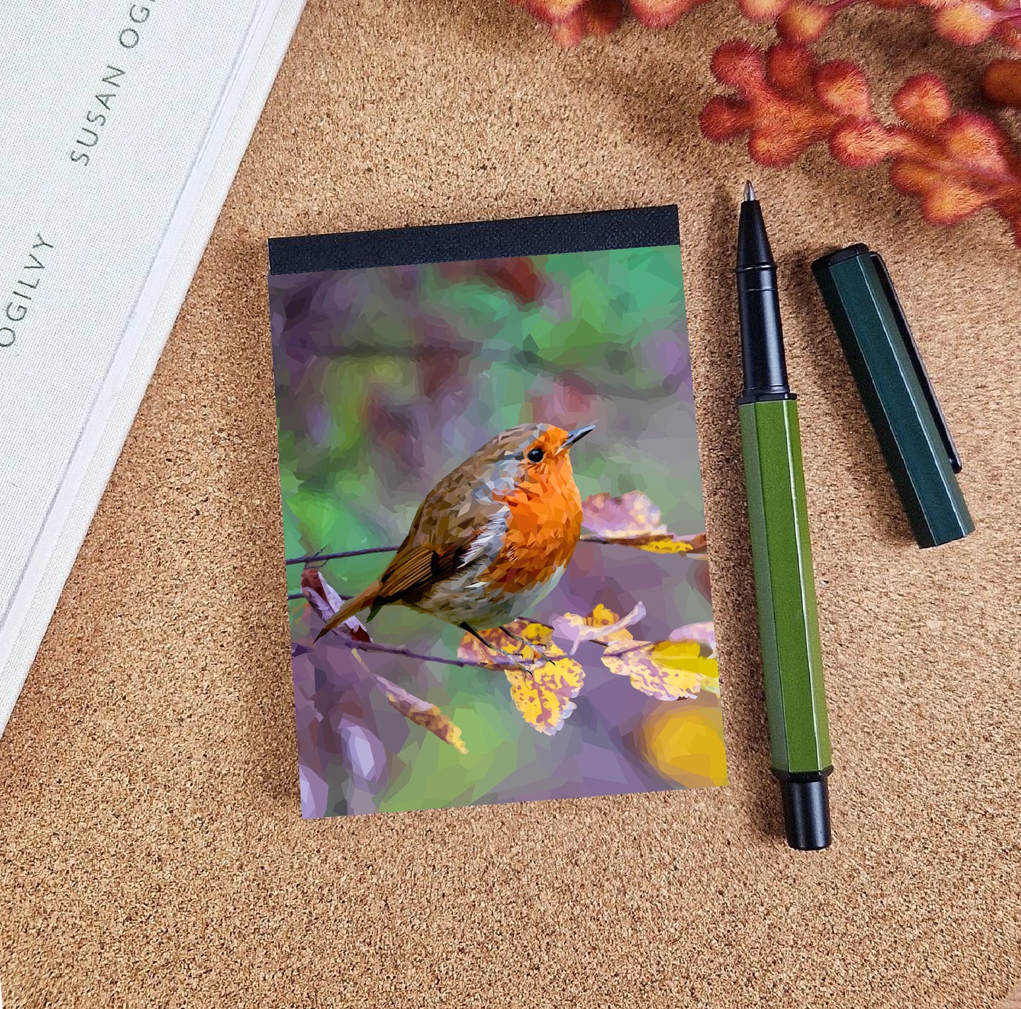 Robin redbreast bird illustration | A7 mini notebook *NEW