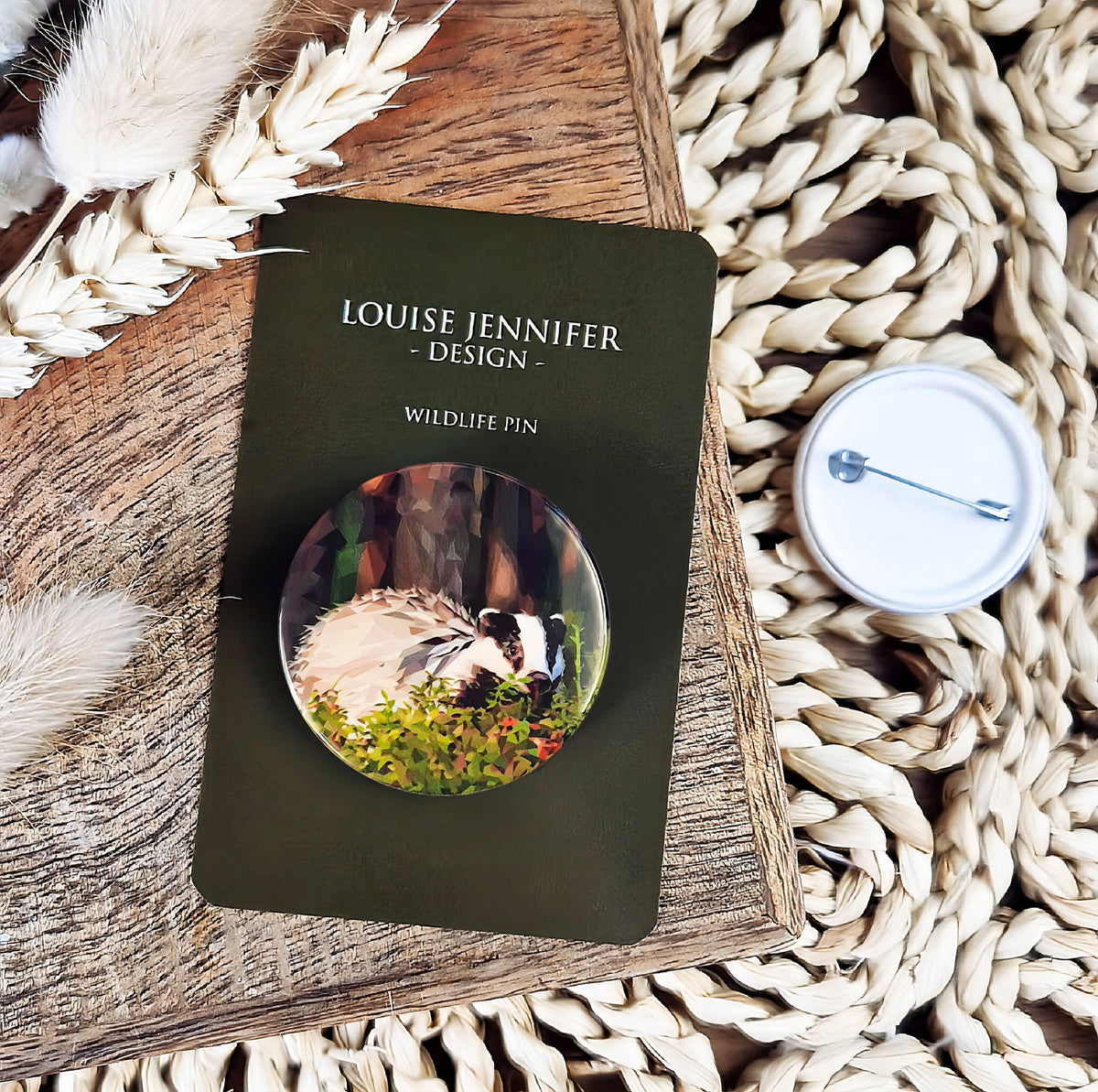 Badger illustration | Mini pin badge | British countryside