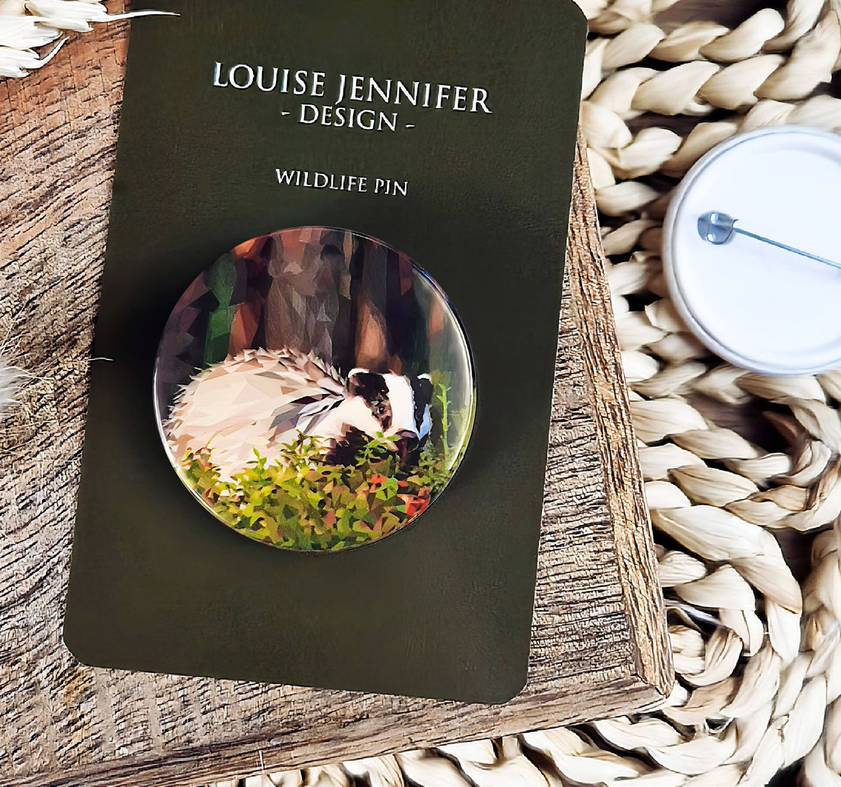 Badger illustration | Mini pin badge | British countryside
