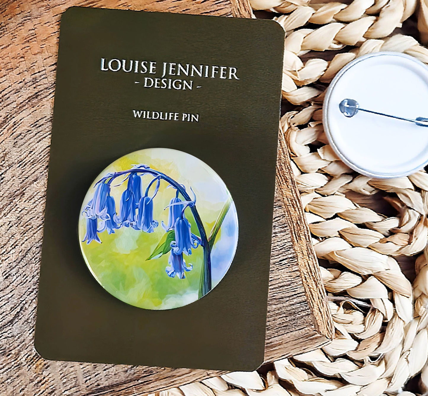 Bluebell flower illustration | Mini pin badge | British wildflowers