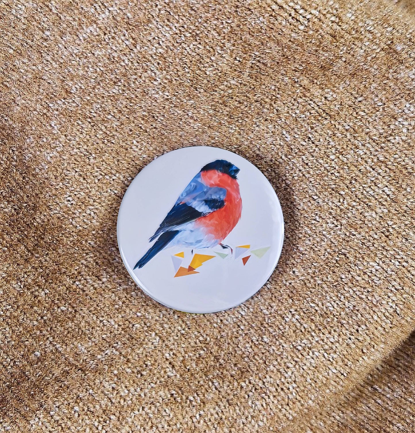 Bullfinch bird illustration | Mini pin badge | British gardens