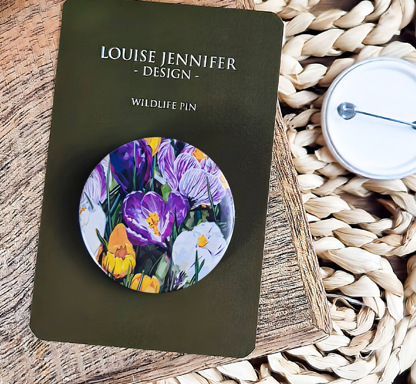 Crocus flower illustration | Mini pin badge | Woodland flowers