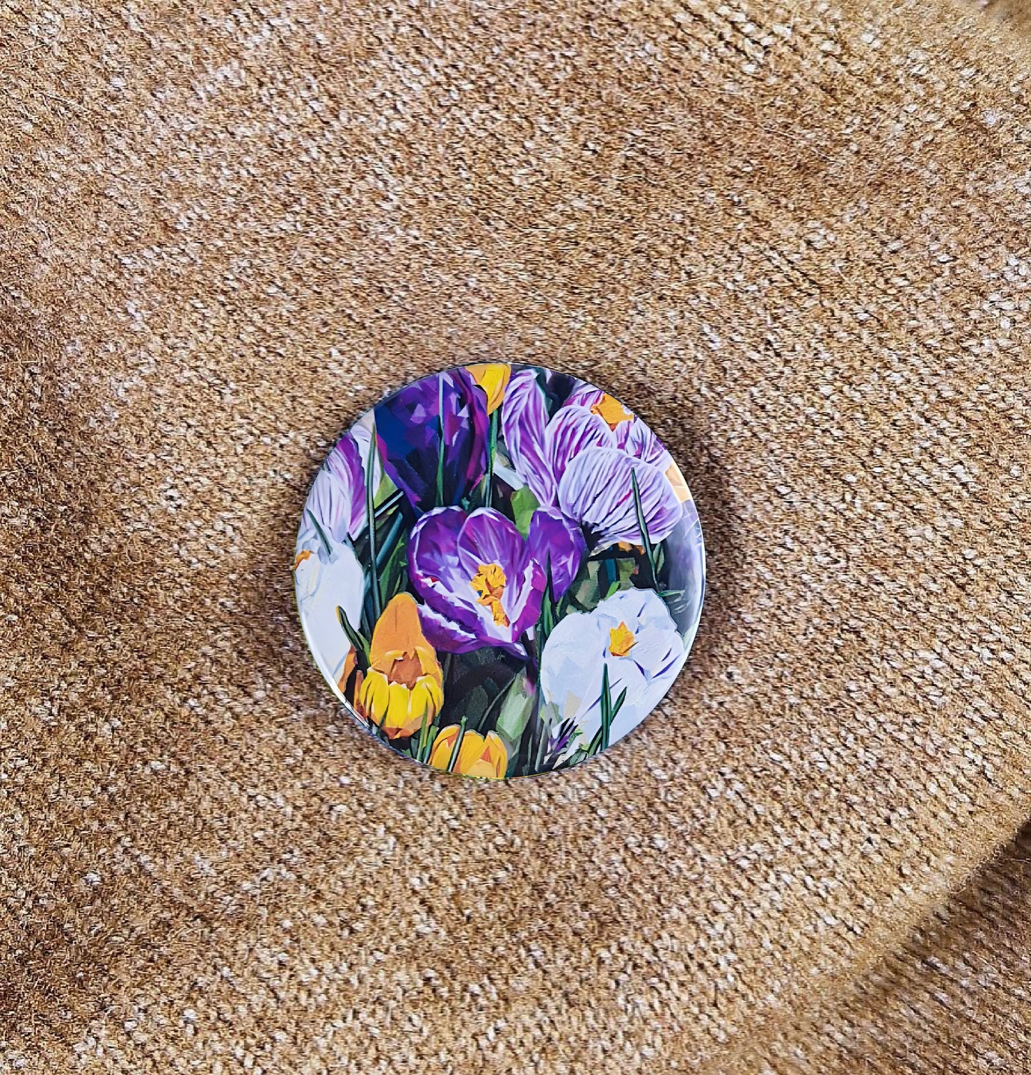 Crocus flower illustration | Mini pin badge | Woodland flowers