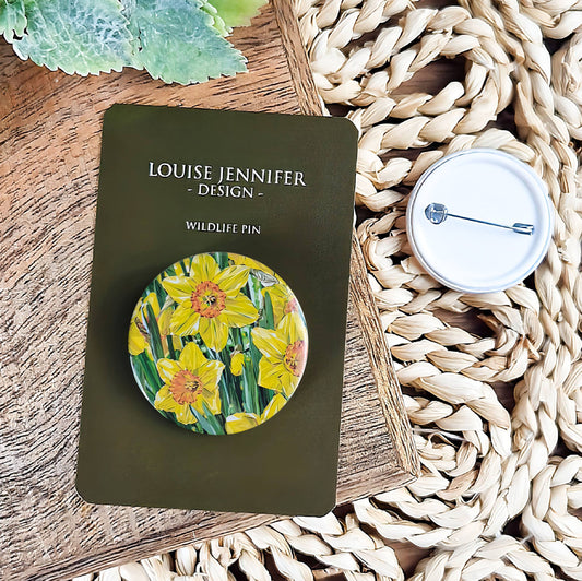 Daffodil flower illustration | Mini pin badge | Garden flowers