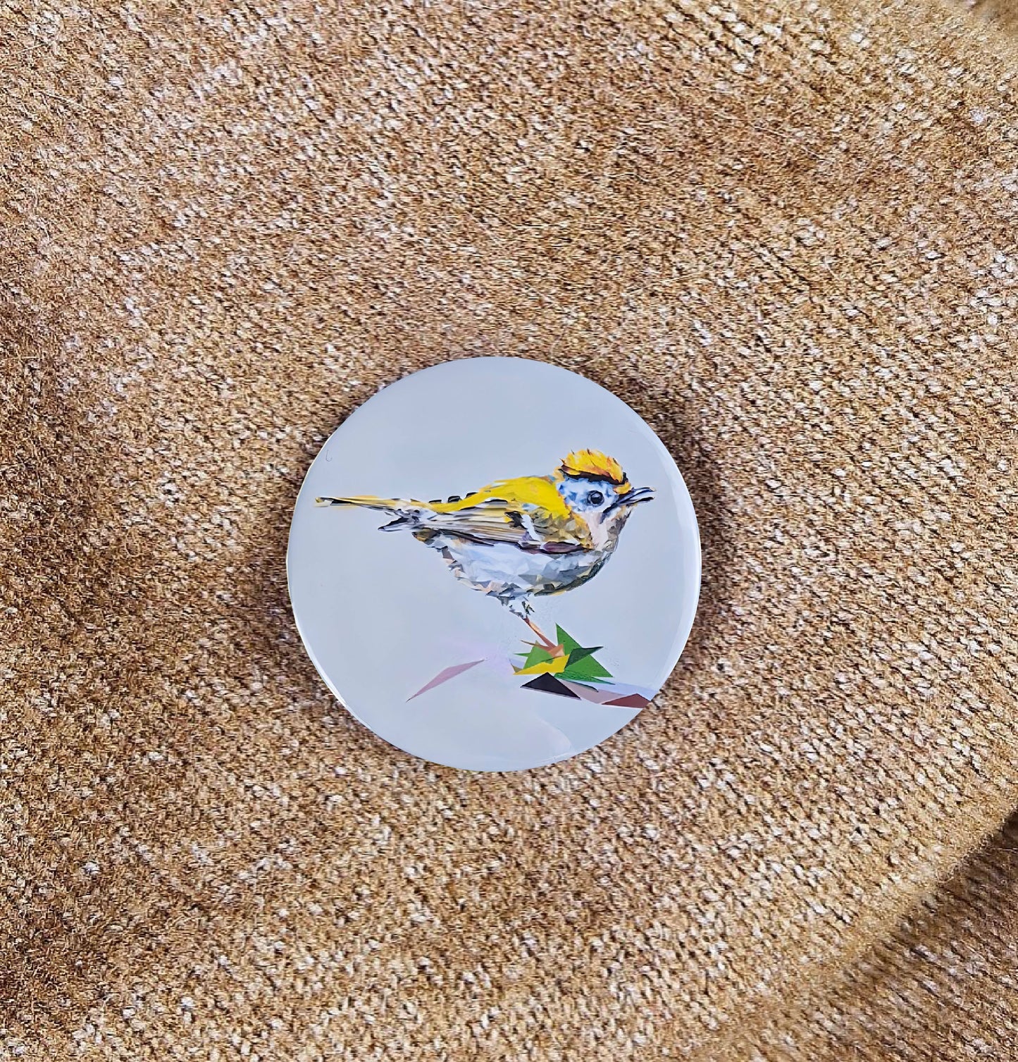 Goldcrest bird illustration | Mini pin badge | Nature pin