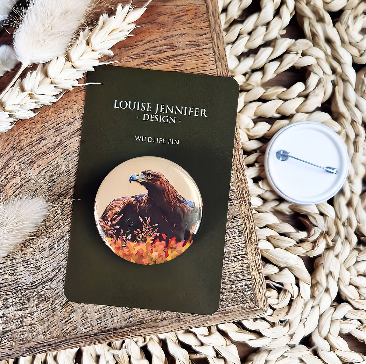 Golden eagle illustration | Mini pin badge | Scottish countryside