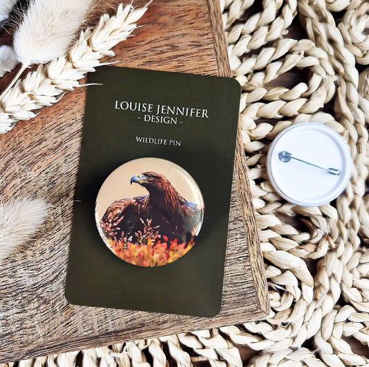 Golden eagle illustration | Mini pin badge | Scottish countryside