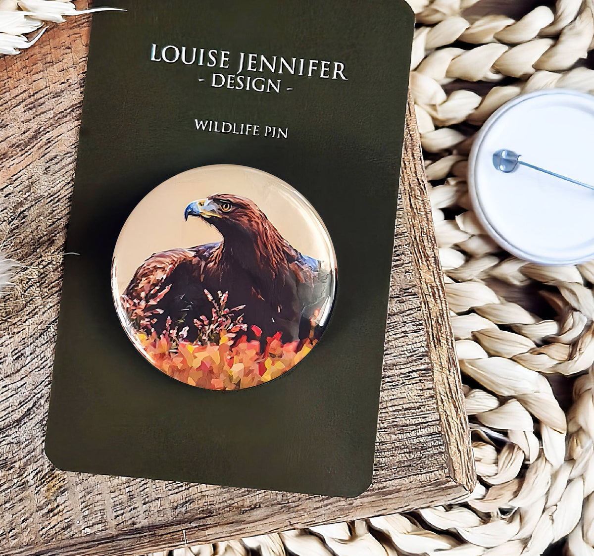 Golden eagle illustration | Mini pin badge | Scottish countryside