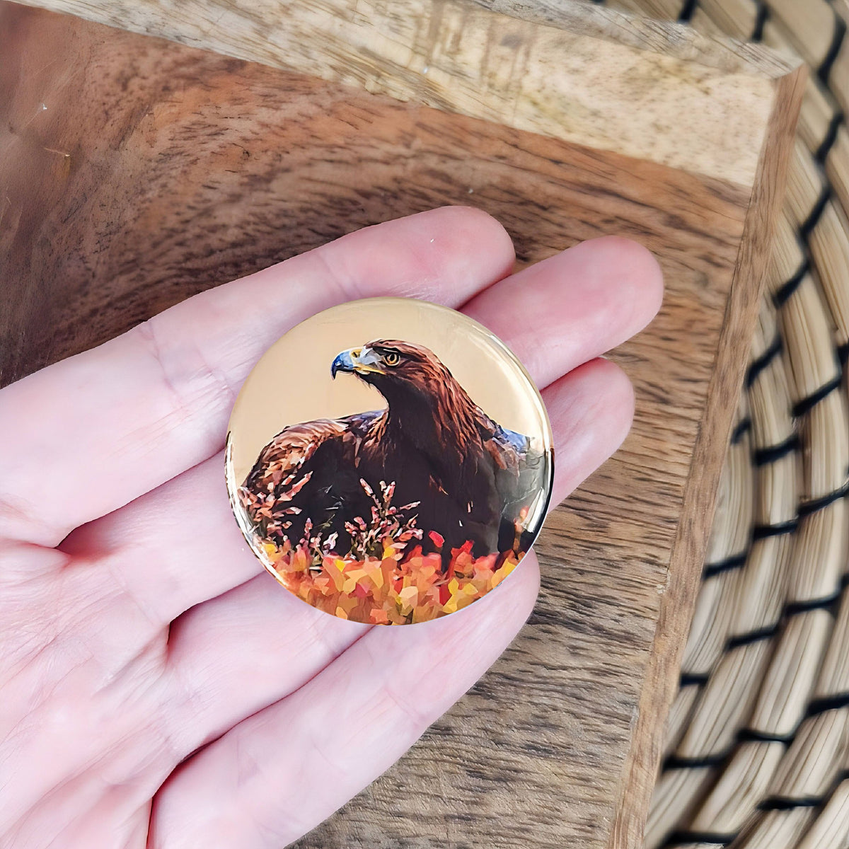 Golden eagle illustration | Mini pin badge | Scottish countryside