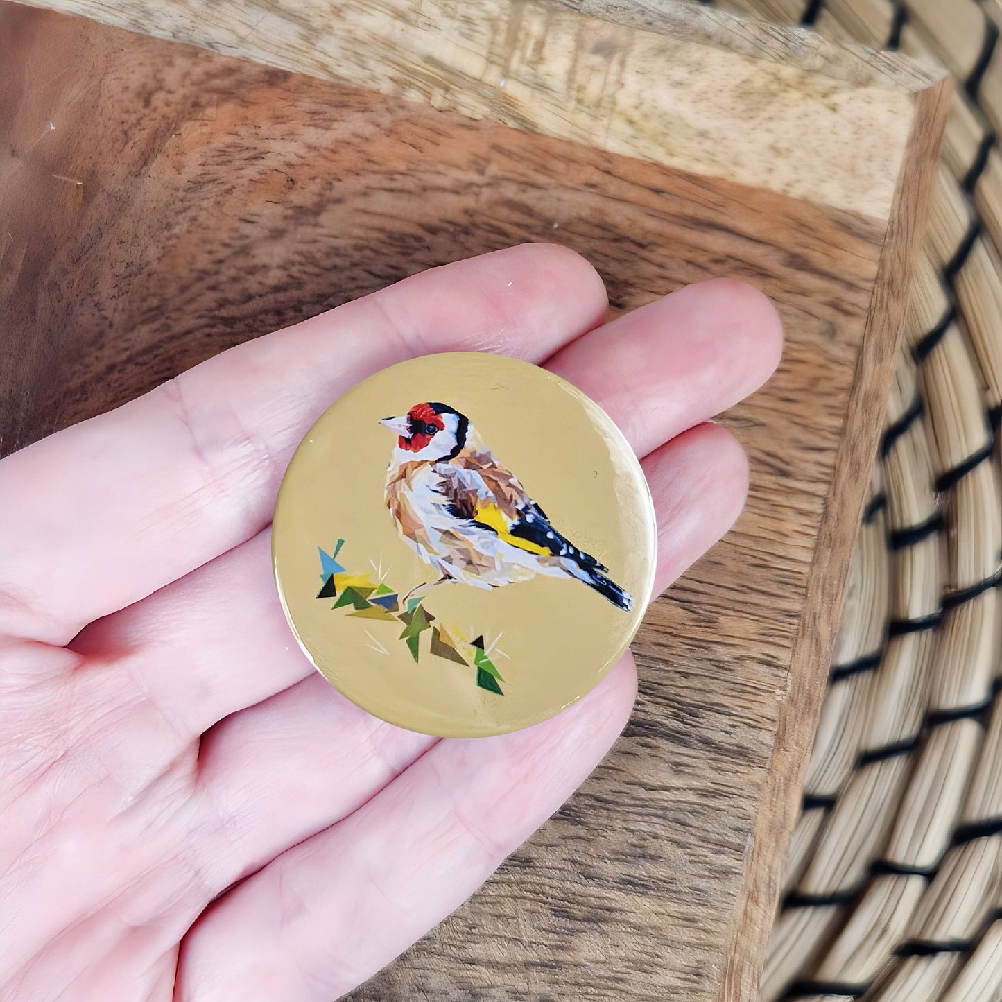 Goldfinch bird illustration | Mini pin badge | British garden birds