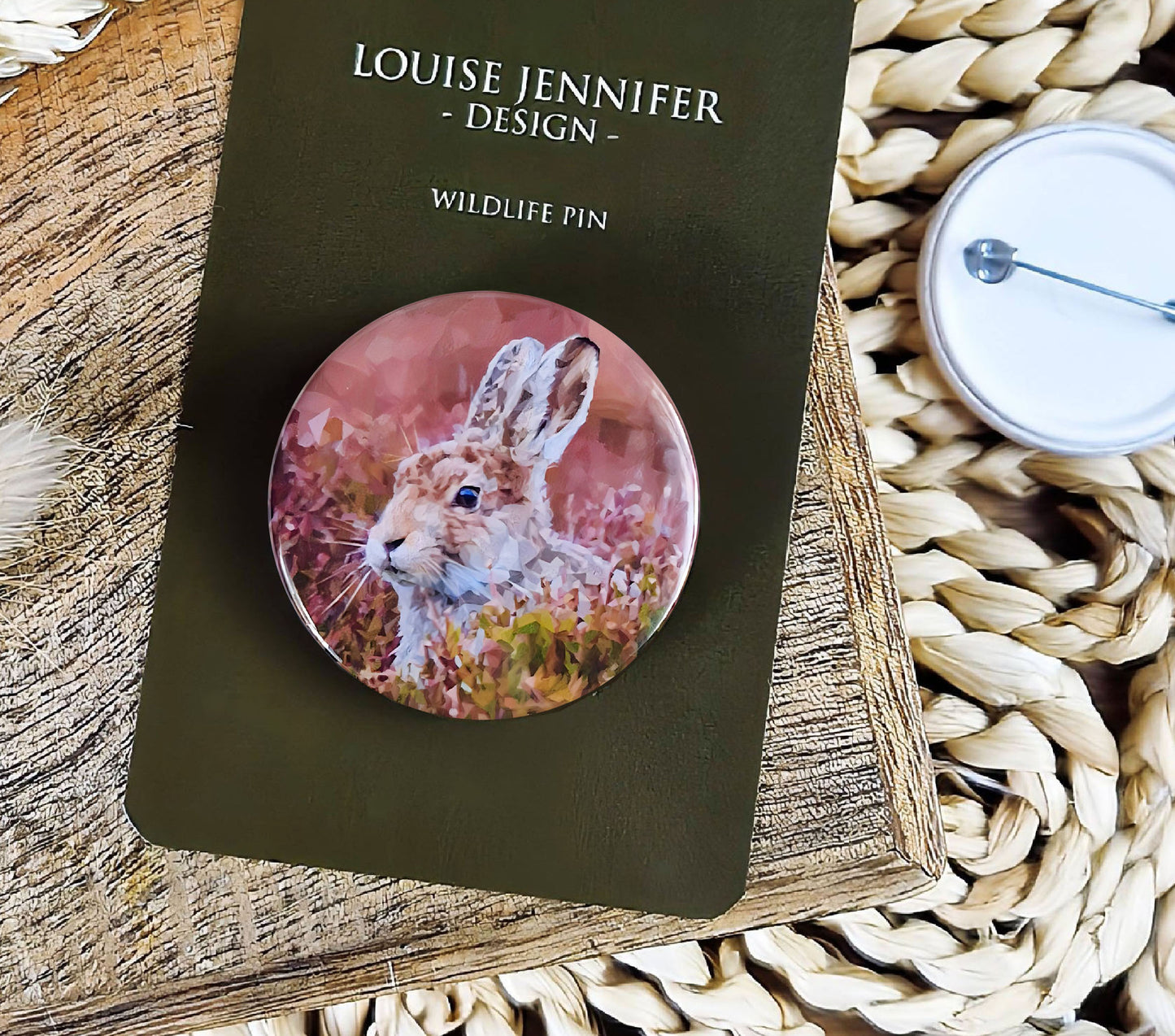 Mountain hare illustration | Mini pin badge | British countryside