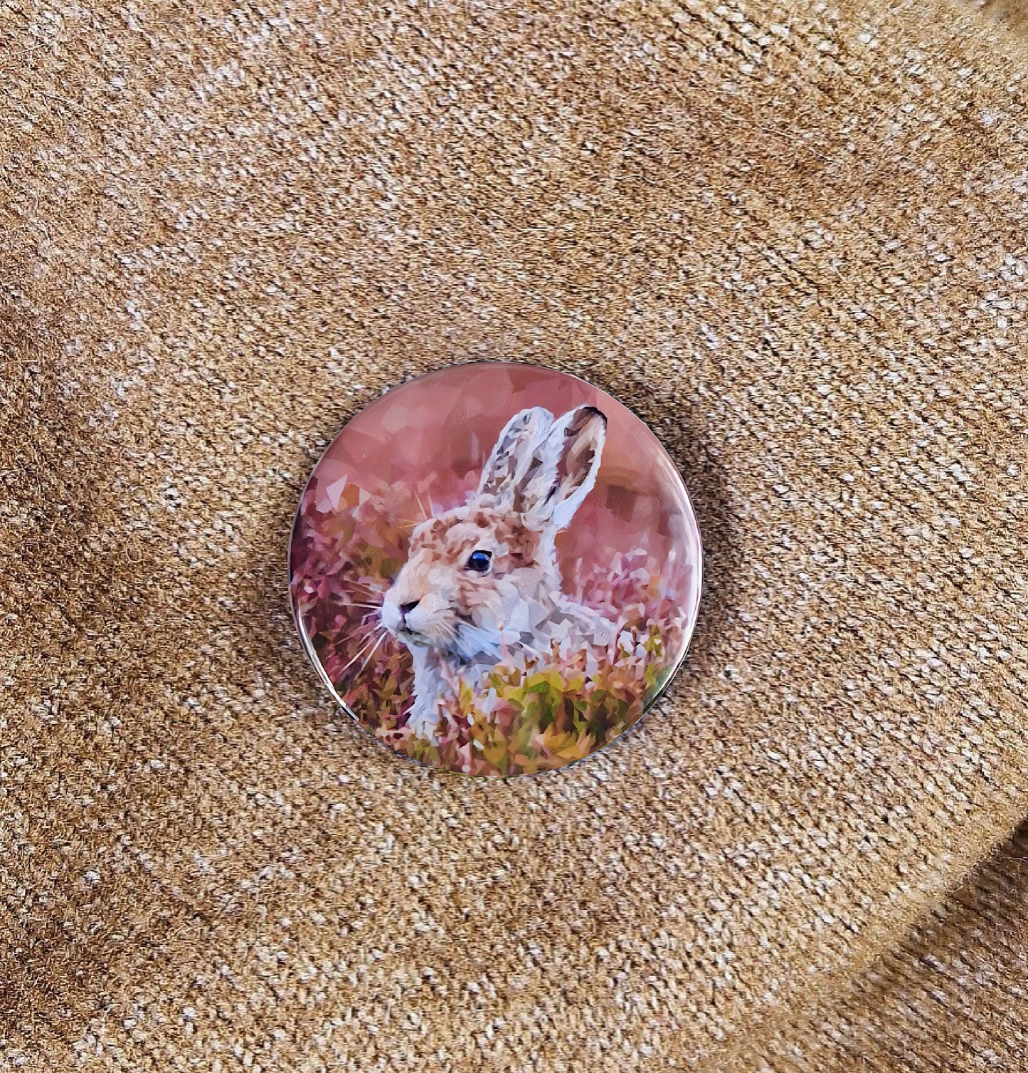 Mountain hare illustration | Mini pin badge | British countryside