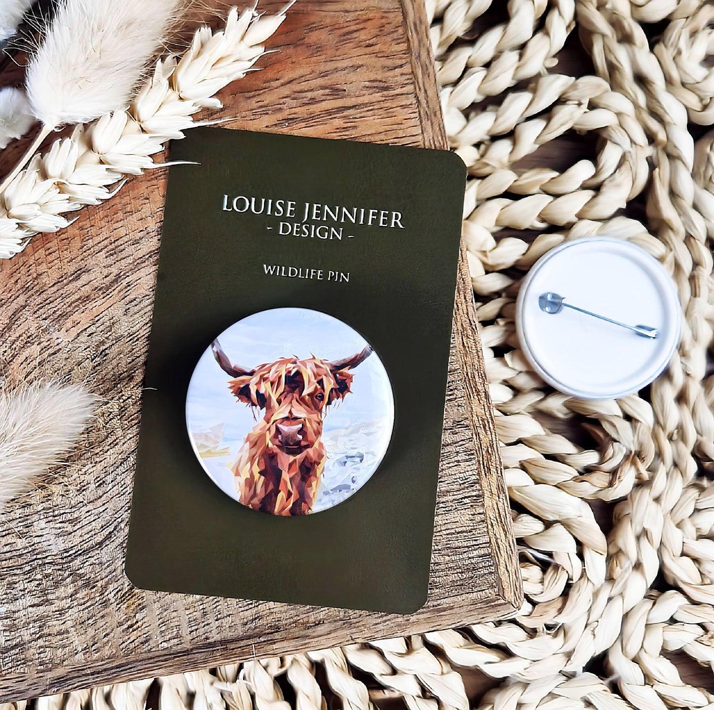 Highland cow illustration | Mini pin badge | Scottish