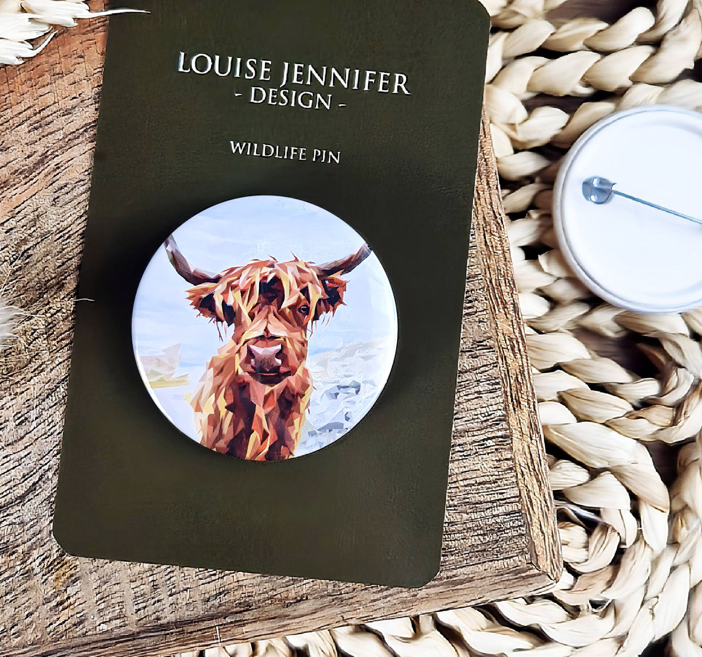 Highland cow illustration | Mini pin badge | Scottish