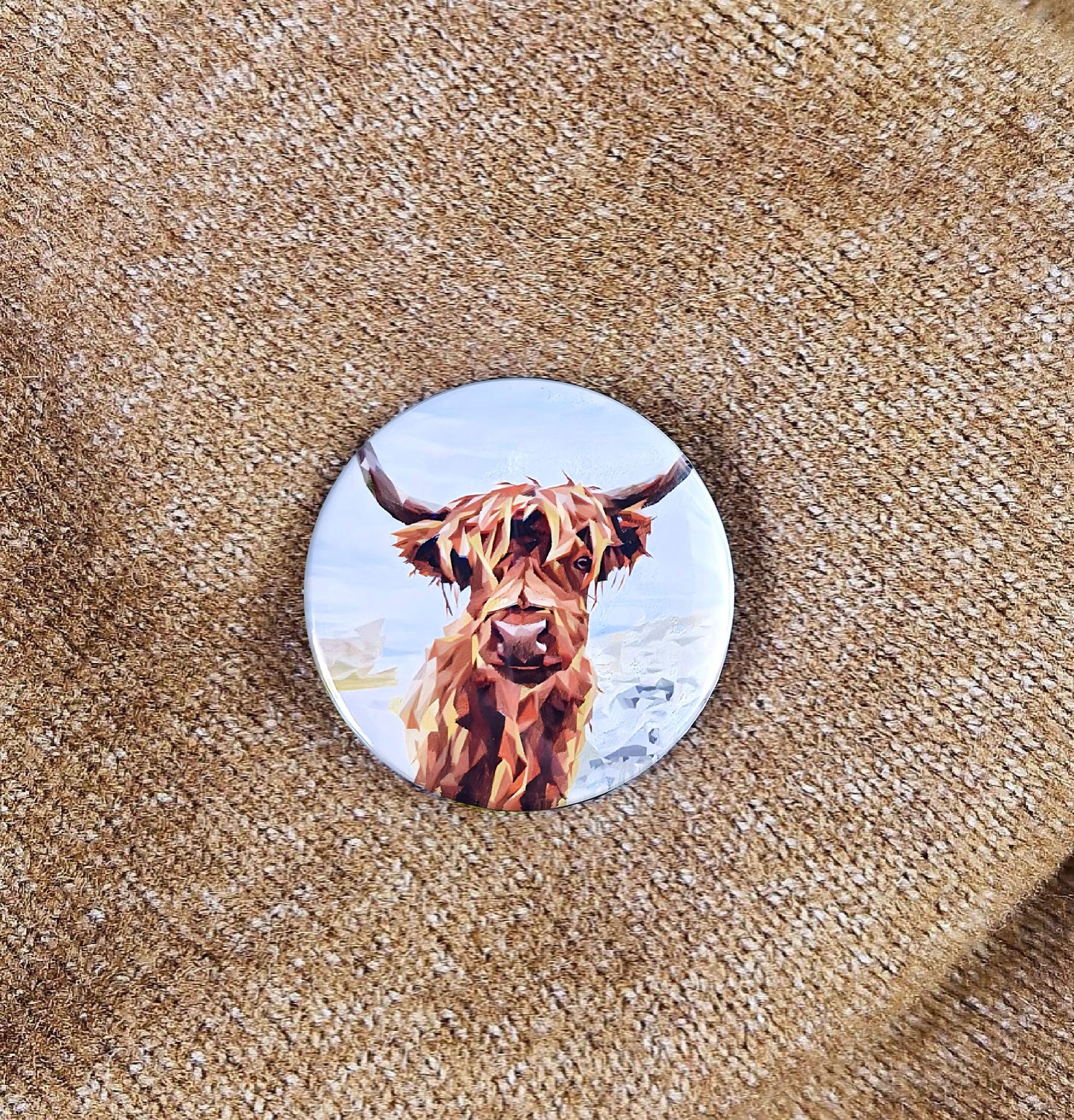 Highland cow illustration | Mini pin badge | Scottish